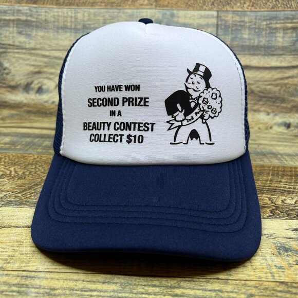 Monopoly Beauty Contest Mens Trucker Hat Navy Snapback Retro Logo Baseball Cap - Picture 2 of 8